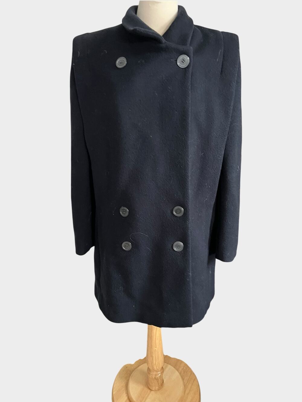 Vintage Steve By Searle Wool Double Breasted Pea Coat Navy USA Made Union Large